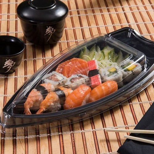 Imagen 1 de 1 de Envase Bandeja Plástico Pequeño Tipo Barco Para Sushi 