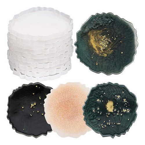 10 Piezas De Posavasos De Silicona Y Ágata Para Hacer Moldes