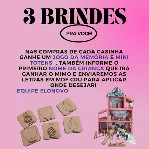 Casinha 60 cm mdf com Móveis e Brinde Tema Barbie