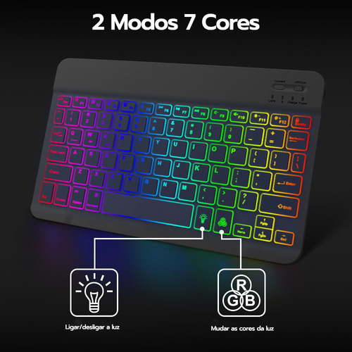 Teclado Sem Fio Com Retroiluminação Para iPad Android Window