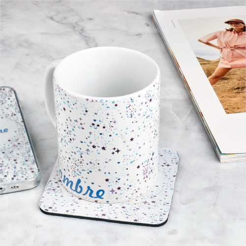 Taza Estrellas Azules Y Moradas Personalizada Con Nombre