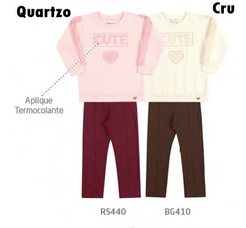 Conjunto Menina Moletom Felpado Cute Kaiani 8871 Tam 1 2 3