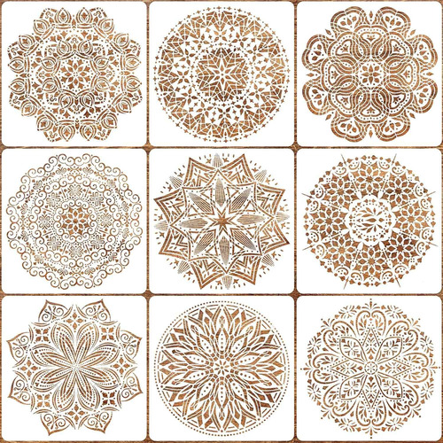 Paquete De 9 Plantillas De Mandala De 12x12 Pulgadas Pa...