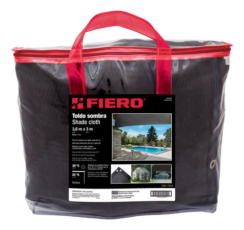 Awning Negro De 3m, Polietileno 80% Sombra, Fiero 44708