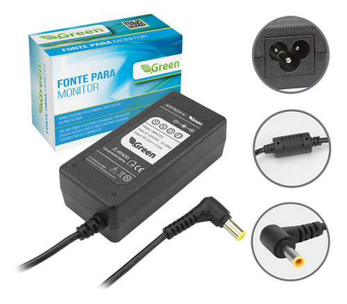 Fonte Carregador Para Monitor 14v 2.14a S19b300 S19b300b - Green