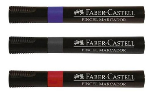 Caneta Pincel Marcaçao Permanente Faber Castell 3 Cores 