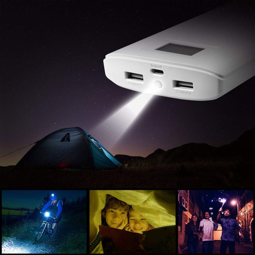 Imagen 5 de 5 de Power Bank Portatil Usb P20000d Blanco Linterna Led Adata