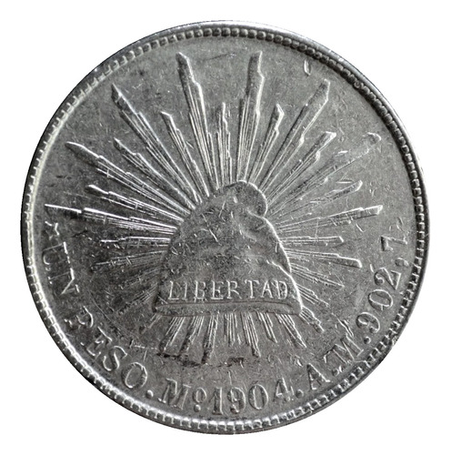 Moneda Un Peso Fuerte Porfiriano Plata México Mo 1904