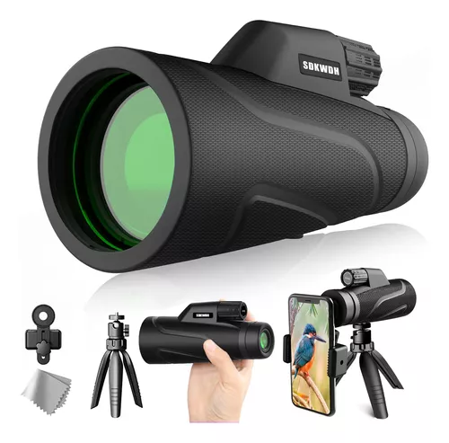 Telescopio monocular HD de 12 x 50 con adaptador para teléfono inteligente  y trípode mejorado, impermeable para observación de aves, caza, senderismo