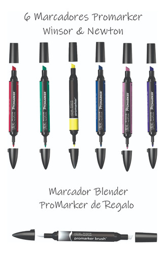 6 Marcadores Promarker Winsor &newton + 1 Blender De Regalo