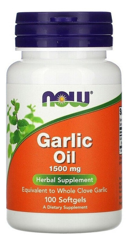 Now Foods Garlic Oil 1,500 Mg, 100 Softgels Sfn Sabor Sin sabor