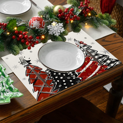 Decoração De Algodão E Jogos Americanos De Linho De Natal Ta