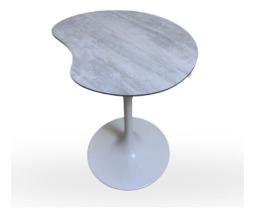 Mesa Apoio Saarinen 60/ 70cm Tampo Cimento Queimado / Branca