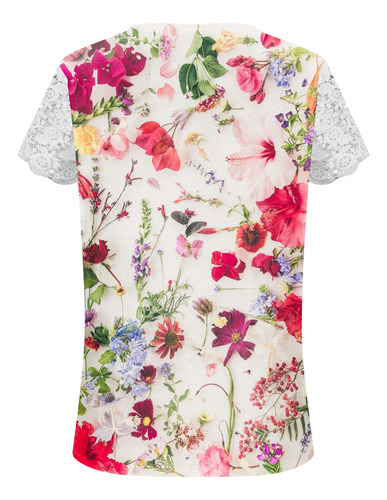 Cordón En T De Encaje Con Estampado Floral Y Cuello En V De