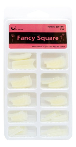 Fancy Square Tips Blanco Uñas Esculpidas Caja X 100 U36