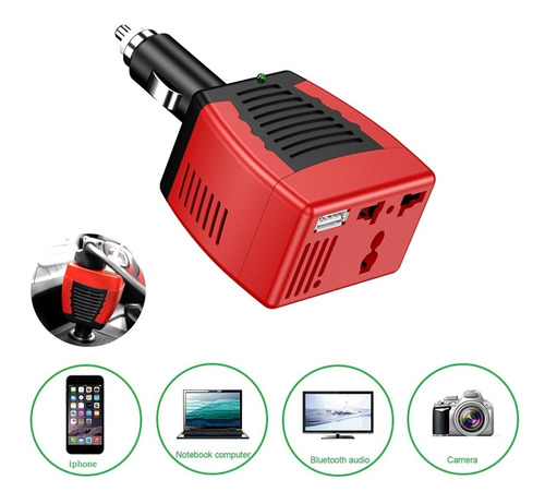 Inversor Corriente Univers Auto Convertidor 12v 110v 75w Usb