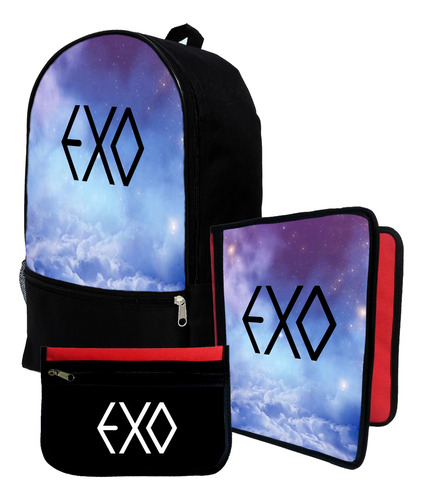 Mochila+ Funda Carpeta+ Cartu De Exo K-pop #430