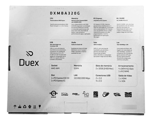 Placa Mãe Duex Dxmb A320g, Am4, Ddr4, Micro Atx