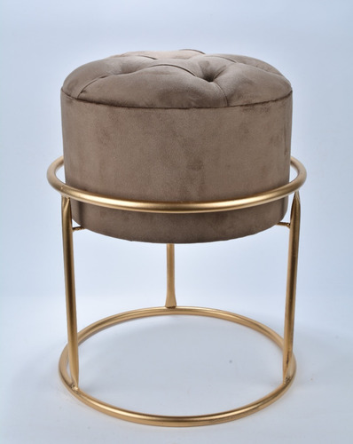 Puff Redondo Captonê Alto Decorativo Suede Rose Sala Quarto