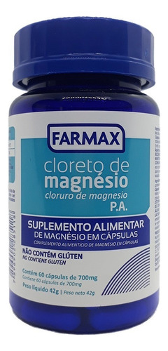 Cloreto De Magnésio 600mg 60 Comprimidos Farmax