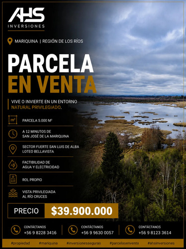 Parcela De 5.000 M2 Vista Río Cruces, San José Mariquina