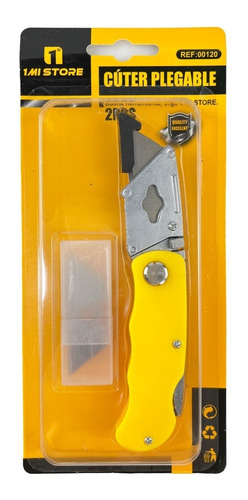 Cuchillo Cartonero Retráctil Tipo Navaja + Repuesto Amarillo