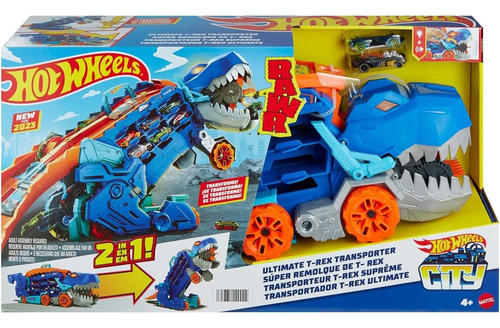 Camión Pista Hot Wheels 2023 Remolque T-rex C Luz Sonido 