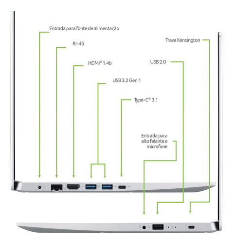 Notebook Acer Aspire 5 A515-54-33en Ci3 4gb 256ssd 15.6 W11 Prata - Bom (Recondicionado)
