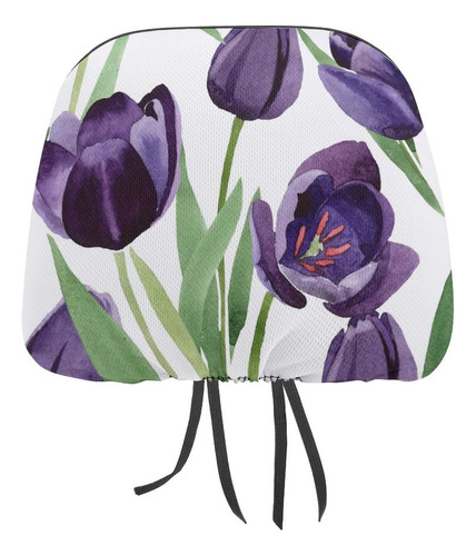 Flor Tulipane Morado Hoja Verd Blanco 2 Uds Funda Protectora