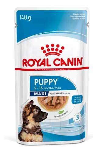 Royal Canin Pouch Maxi Puppy 140gr Pack De 10 Sobre. 