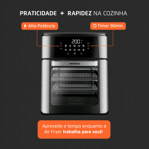 Freidora de aire Mondial Cozinha Air Fryer Oven de 12L color negro/inox 220V