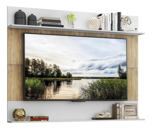 Painel Com Suporte Tv 65 Amsterdã Classic Multimóveis V3424 Cor Rustic/Branco