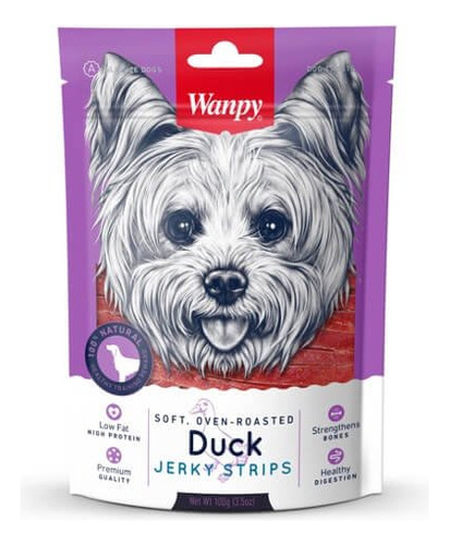 Wanpy® Snack Dog Soft Pato Jerky Strips 100grs