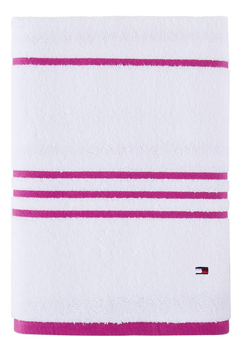 Tommy Hilfiger Moderna Toalla De Baño De Rayas 76x138 Cm Color Rosa