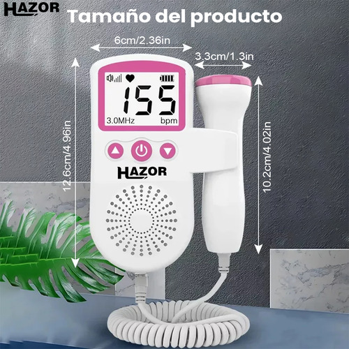 Hazor Doplerd Fetal Monitor Para Escuchar Pulsovital Latidos Bebe Seguridad Ultrasonido Portatil Seguro Y Protegido Mayor Calidad Color Rosa