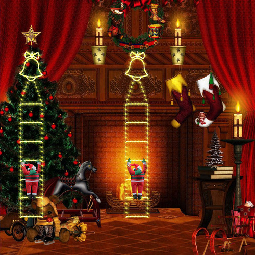 Luces Led De Decoración Navideña Para Escalera Con Papá Noel