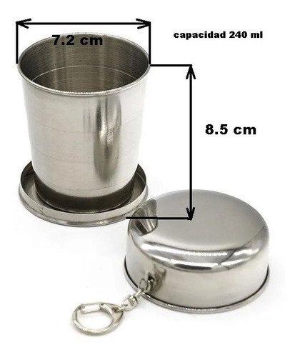 Imagen 2 de 5 de Vaso Plegable Telescopico Grande 240 Ml Camping Colegio