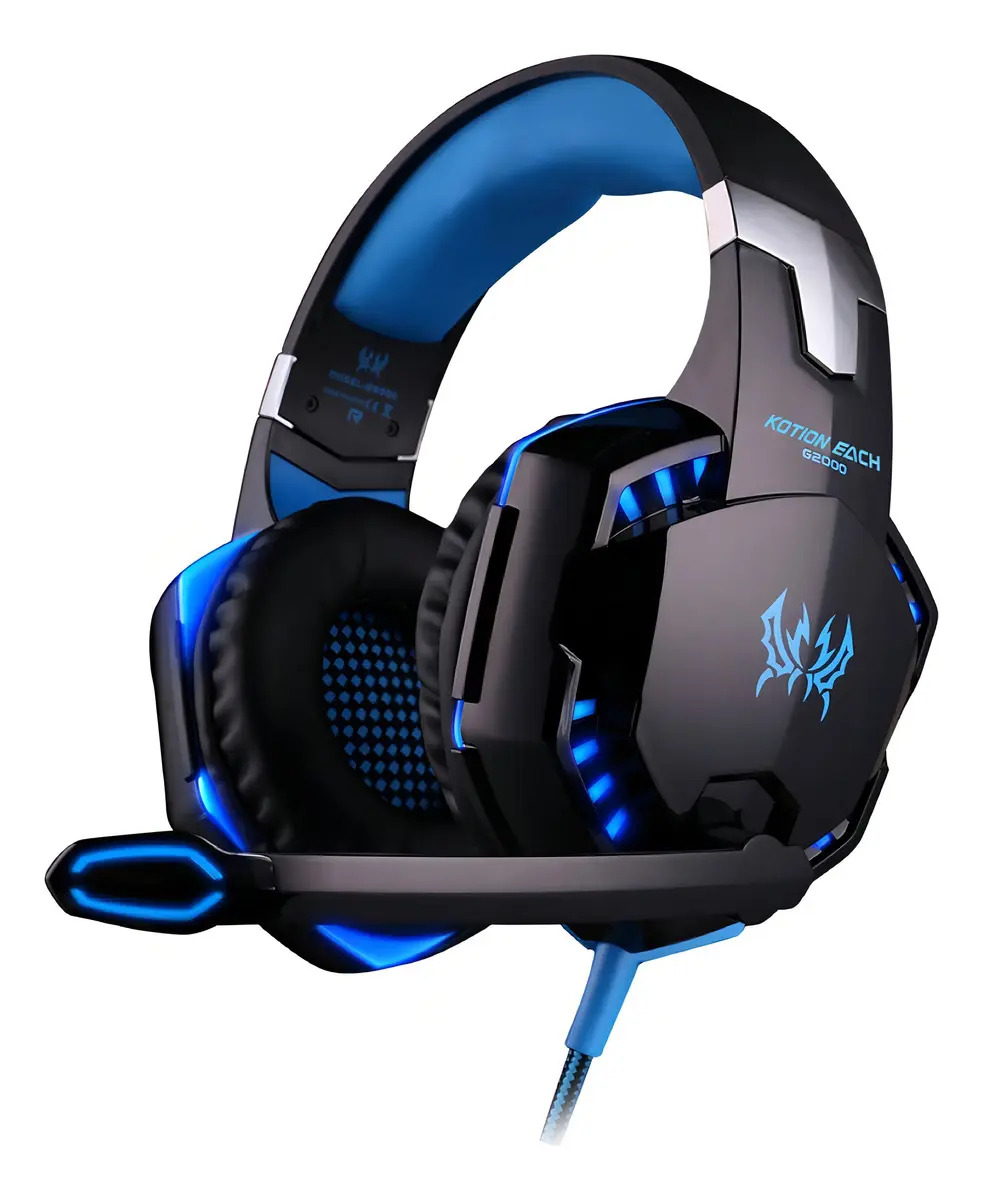 Audífonos Gamer Kotion G2000 Con Luz Led Color Negro/azul