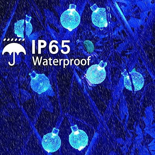 Cadena De Luces Solares Led Impermeable Bombilla Color Azul