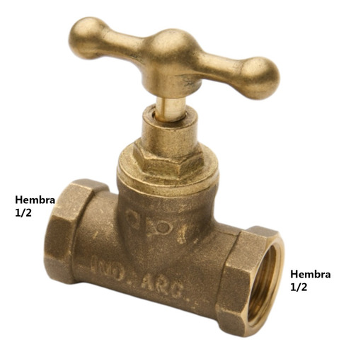 Llave De Paso De 1/2 De Bronce Hembra/hembra