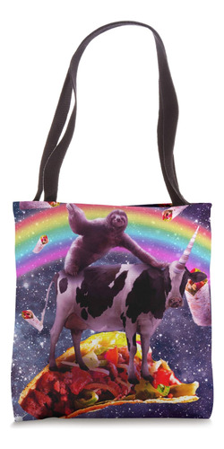 Space Sloth Riding Cow Unicorn - Taco & Burrito Bolsa De Tel