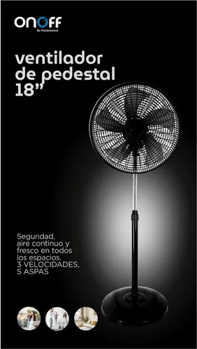 Ventilador Pedestal Onoff By Plus Solution 18 Pulgadas
