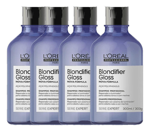 Kit 4 Shampoo Serie Expert Blondifier Gloss 300ml - L'oreal