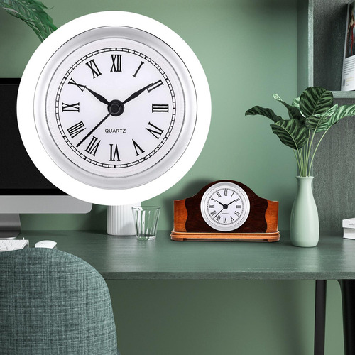 L Round Quartz Clock Insert, Argent Argent