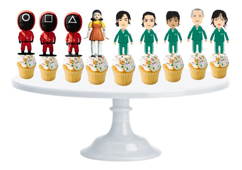 El Juego Del Calamar Cupcake Toppers Adorno Para Muffins X10