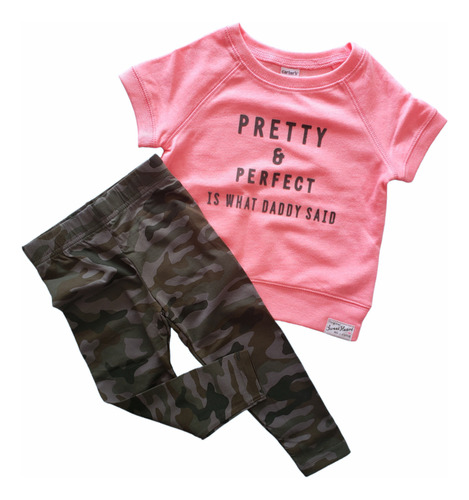 Conjunto Carters Camuflado Y Rosa Calza Blusa 24 Meses 