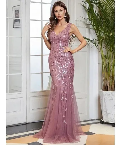 Vestido largo malva hotsell