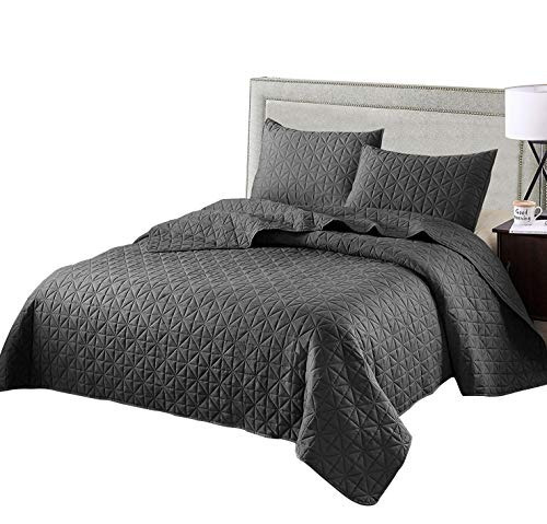 Set De Cama Queen Gris Ligero Con Patrón Geométrico.