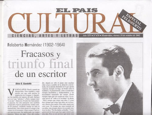 Atipicos Felisberto Hernandez Especial El Pais Cultural 2002