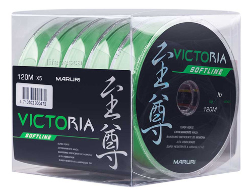 5 Linhas Mono Victoria Softline 0,30mm 13,9lb/6,3kg - 5x120m Cor Verde